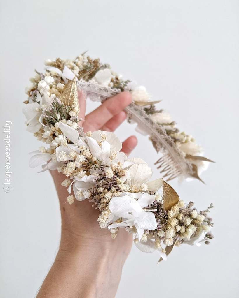 accessoire cheveux fleurs séchées les pensées de lily