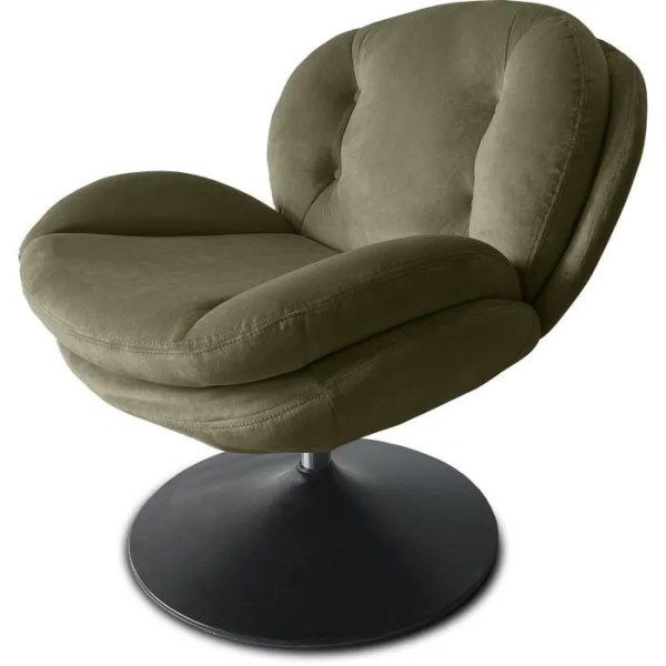 fauteuil velours kaki