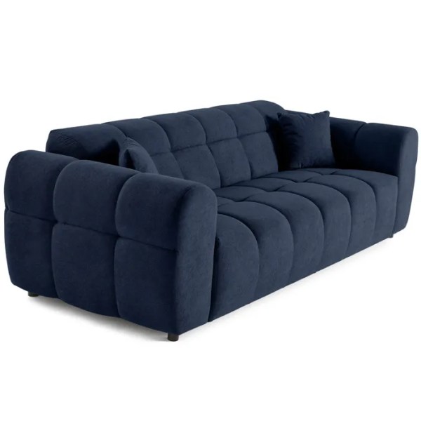 canapé droit 3 places tissu bleu