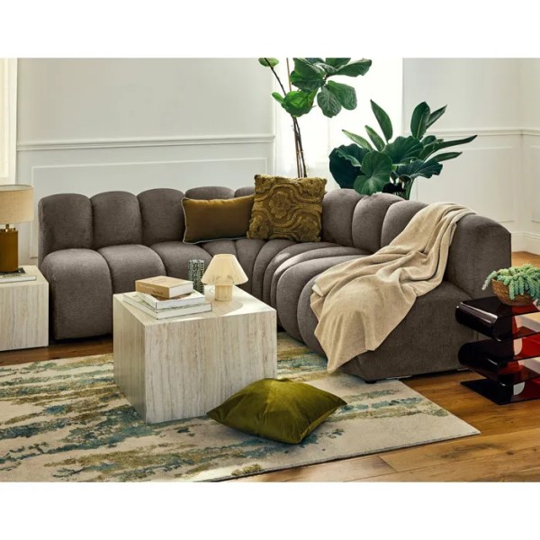 canapé modulable d'angle réversible 4 places taupe