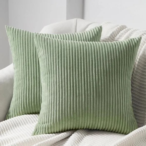 housse de coussin en velours côtelé vert